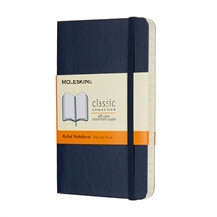 Beležnica Moleskine PKT mehke platnice, modra - črtni