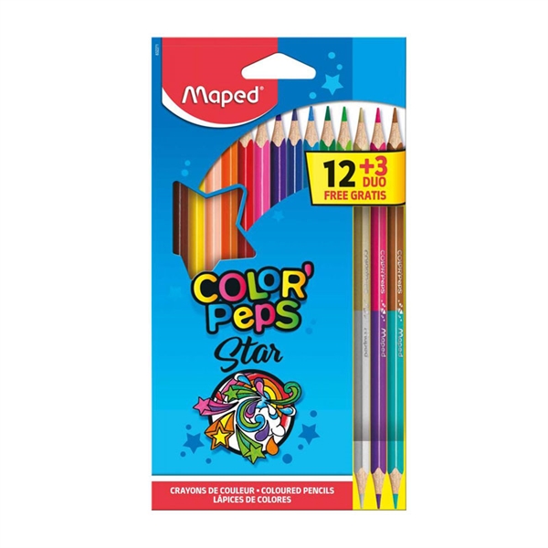 Barvice Maped Color'peps, 12 + 3 kosi