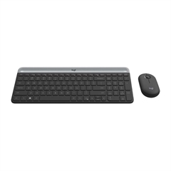 Tipkovnica Logitech Slim Wireless Combo MK470 z miško, grafitna, brezžična