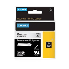 Trak Dymo Rhino Polyester 622289, 12 mm / 5.5 m (črn/prozoren), original