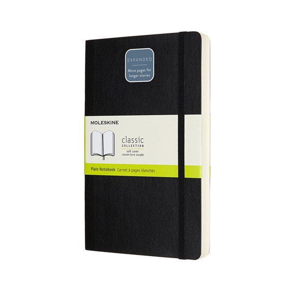 Beležnica Moleskine LG mehke platnice, črna – brezčrtna