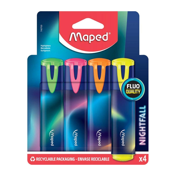 Marker Maped Nightfall Fluo, 4 kosi