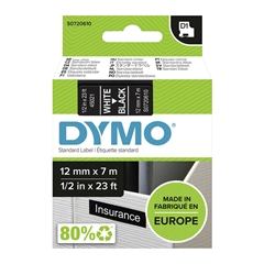 Trak Dymo D1 45021, 12 mm/7m (bela/črna), original