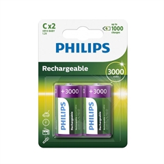 Polnilna baterija Philips C (LR14), 3.000 mAh