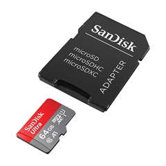 Spominska kartica SanDisk Ultra Micro SDXC UHS-I U1 A1, 64 GB + SD Adapter