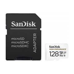 Spominska kartica SanDisk High Endurance video Micro SDXC C10 U3, 100 MB/s, 128 GB + SD Adapter