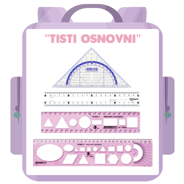 "Tisti osnovni" komplet ravnil, roza 