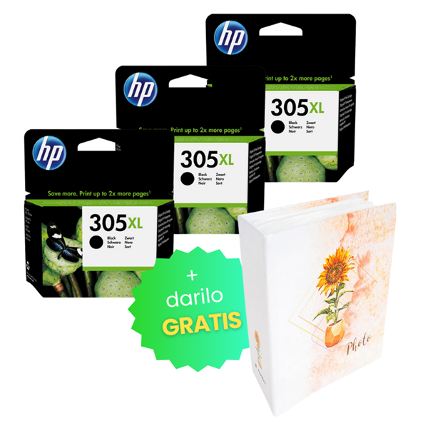 Komplet kartuš HP 3YM62AE nr.305XL (črna), original, 3 kosi + DARILO GRATIS