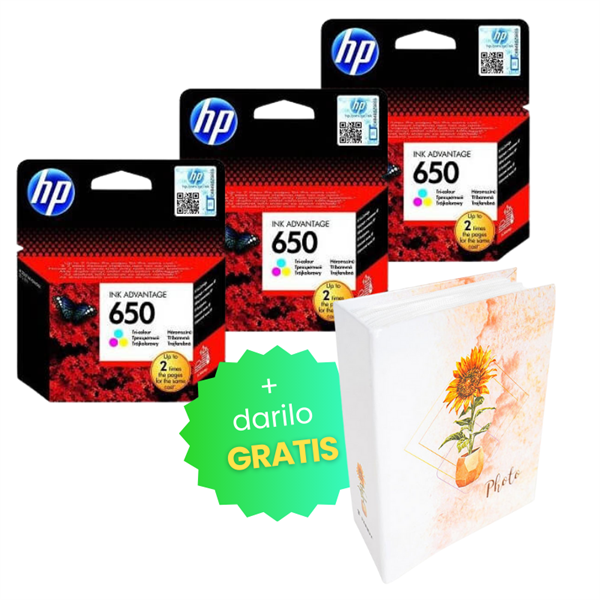 Komplet kartuš HP CZ102AE nr.650 (barvna), original, 3 kosi + DARILO GRATIS