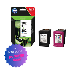 Kartuša HP X4D37AE (nr.302 BK + nr.302 CMY), dvojno pakiranje, original + foto papir Glossy InkJet po SUPER ceni