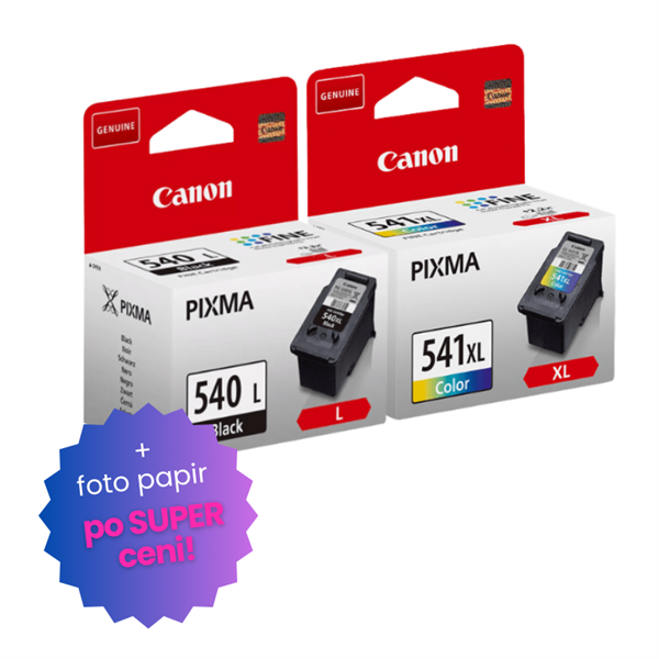 Komplet kartuš Canon PG-540L + CL-541XL, original + foto papir po SUPER ceni