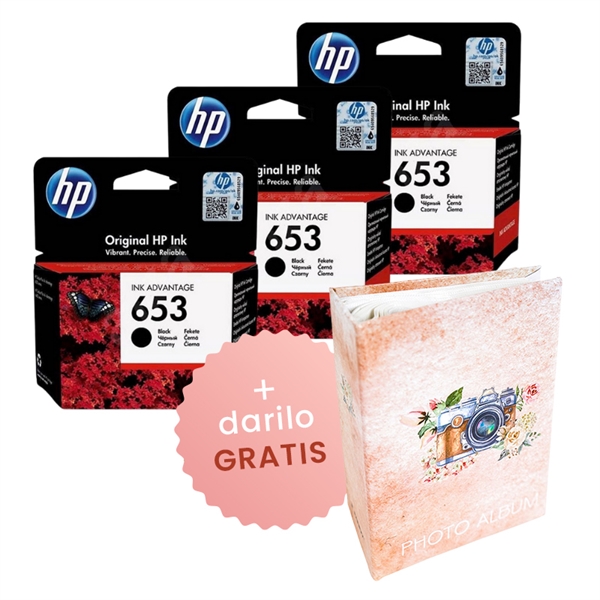 Komplet kartuš HP 3YM75AE nr.653 (črna), original, 3 kosi + DARILO GRATIS