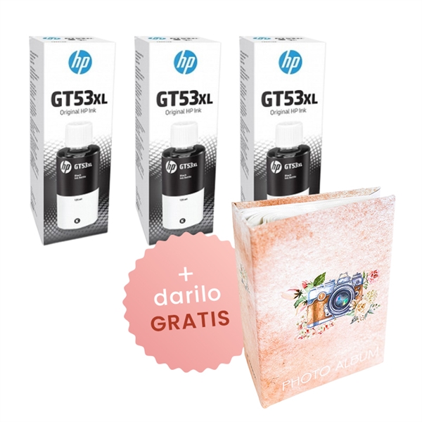 Komplet črnil za HP GT53 XL (1VV21AE) (črna), original, 3 kosi + DARILO GRATIS