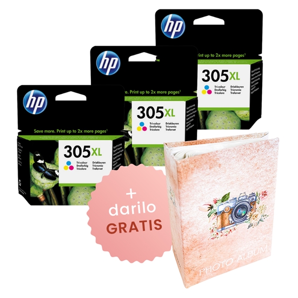 Komplet kartuš HP 3YM63AE nr.305XL (barvna), original, 3 kosi + DARILO GRATIS