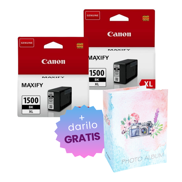 Komplet kartuš Canon PGI-1500XL BK (črna), original, 2 kosa + DARILO GRATIS