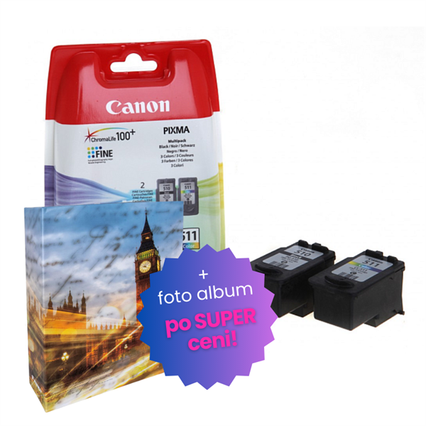 Komplet kartuš Canon PG-510 + CL-511, original + foto album po SUPER ceni