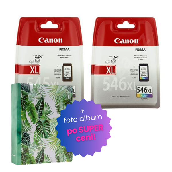 Komplet kartuš Canon PG-545XL + CL-546XL, original + foto album po SUPER ceni