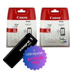 Komplet kartuš Canon PG-545XL + CL-546XL, original + USB ključek po SUPER ceni