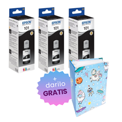 Komplet črnil za Epson 101 (C13T03V14A) (črna), original, 3 kosi + DARILO GRATIS