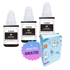 Komplet črnil za Canon GI-490 (0663C001AA) (G1400/2400/3400) (črna), original, 3 kosi + DARILO GRATIS